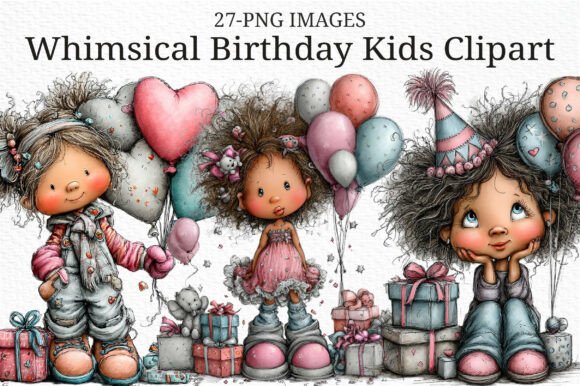 Celebrate with Whimsical Birthday Kids Clipart PNG