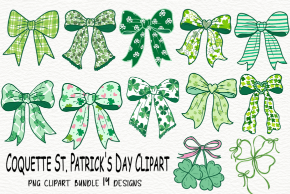 Coquette St Patrick’s Day Clipart Bundle: Festive Design Assets