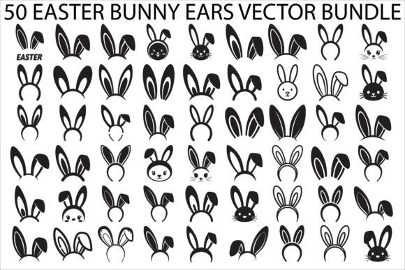 Easter Bunny Ears Vector Bundle: 50 Playful Designs for Spring